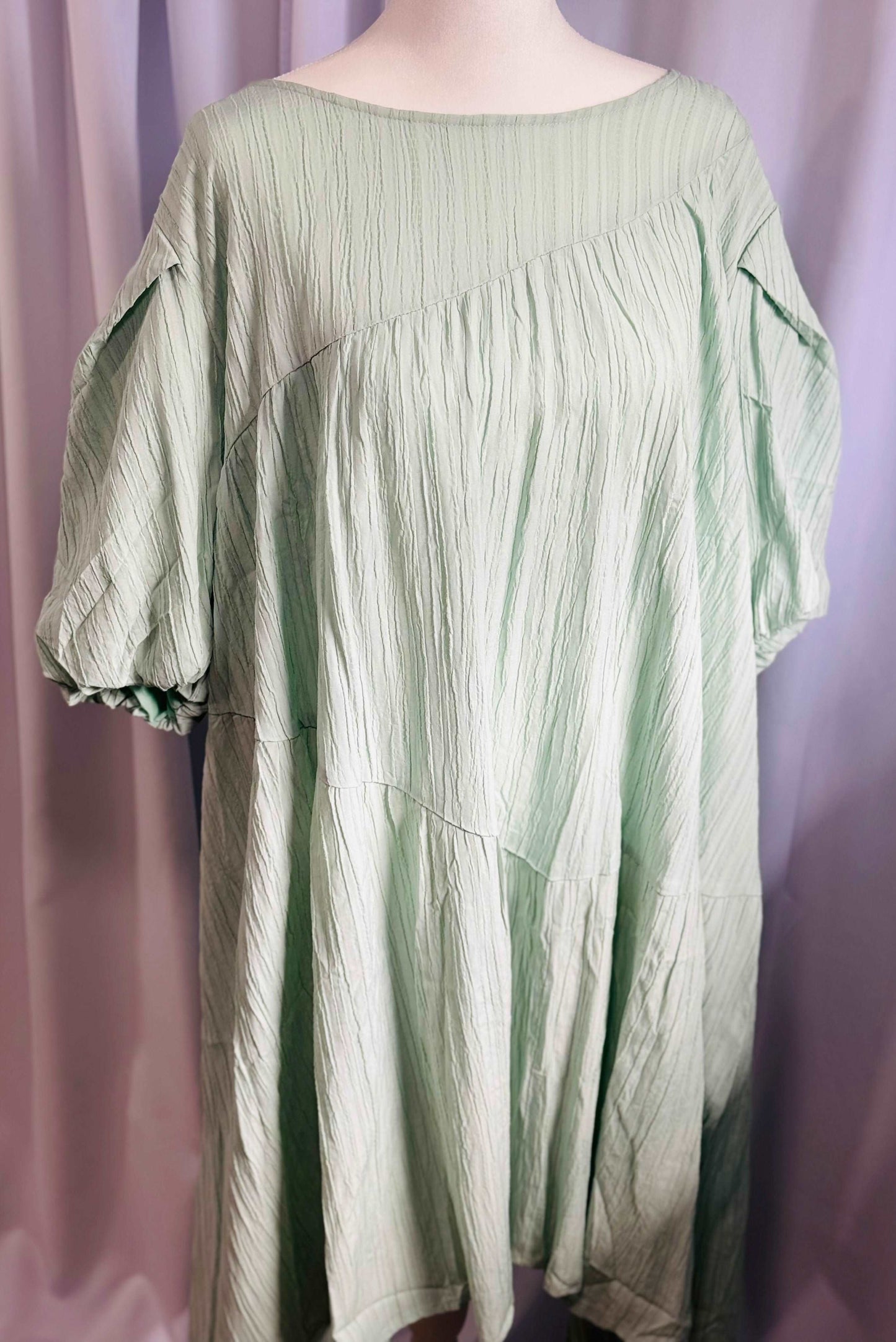 Plus Size Unbalanced Line Dress (Sage Color)